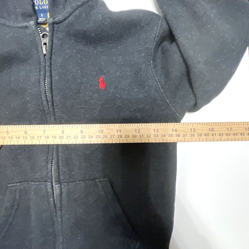 Polo Ralph Lauren Boys Hoodie Jacket Dark Gray Embroidered Pony Full Zip Size 6 - Picture 4 of 8